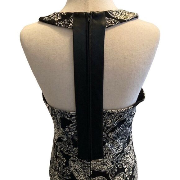 Bisou Bisou Michele Bohbot Size 6 Halter Dress Black White Paisley Knee Length - Picture 6 of 10
